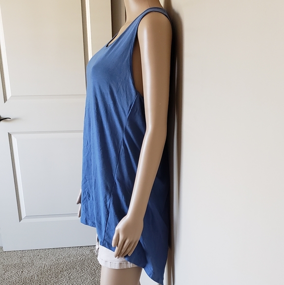 NWT! JOE'S COLLECTION BLUE CRISS CROSS BACK TANK - Picture 3 of 4